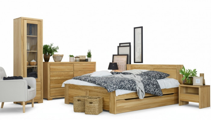 Schlofzëmmer Holzbett Echt Holz Bett Better Hotel 180x200 cm Stil Massiv Miwwelen