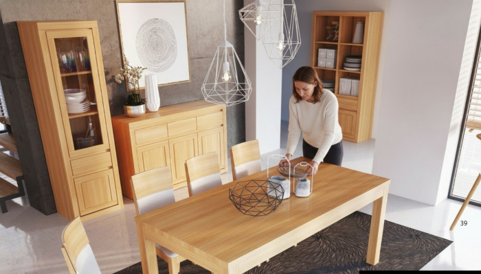 Wunnzëmmer Garnitur Grupp 8dëlg. Set Kommode 4 Lehnstillë Vitrin Sideboard Nei