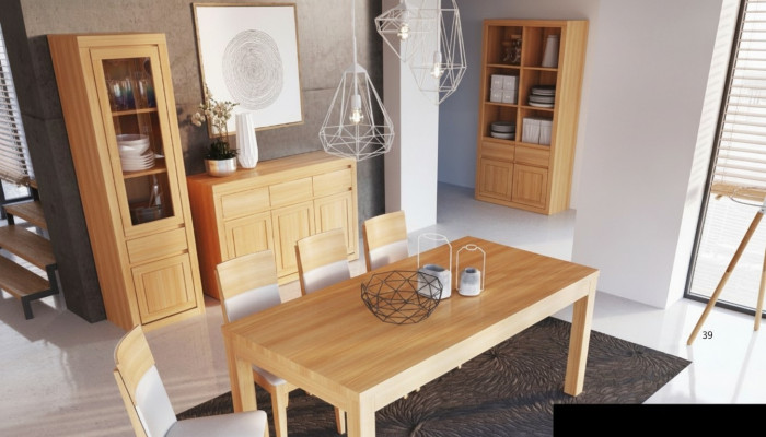 Wunnzëmmer Garnitur Grupp 8dëlg. Set Kommode 4 Lehnstillë Vitrin Sideboard Nei
