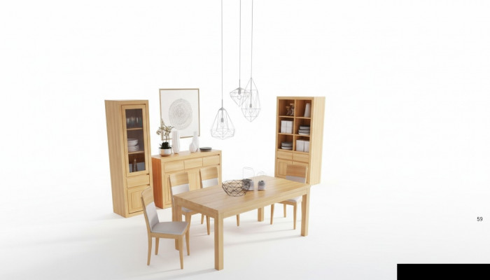 Wunnzëmmer Garnitur Grupp 8dëlg. Set Kommode 4 Lehnstillë Vitrin Sideboard Nei