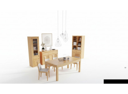 Wunnzëmmer Garnitur Grupp 8dëlg. Set Kommode 4 Lehnstillë Vitrin Sideboard Nei