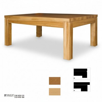 Näischt Dësch Couchtisch Echtes Holz Massive Miwwelen Eech 100x70 cm Nei Dëscher