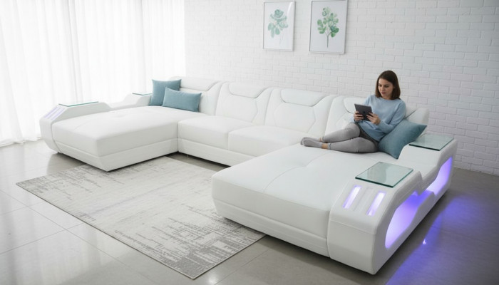 Lieder Eckcouch U-fërmeg Sofa Modern Sofa Eckcouch Weichs Wunnraumbereich Design