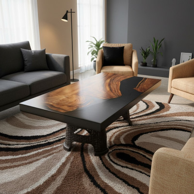 Couchtisch River Table Massiv Tëscher 100x60 Flossdësch Eechte Holz