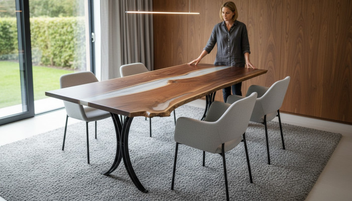 Iessdësch Mier Waasser Floss Echt Holz Flossdësch 220x110 Dëscher