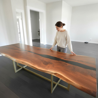Flossdësch Iessdësch River Table Massiv Dëscher 240x100 Epoxydharz Mier
