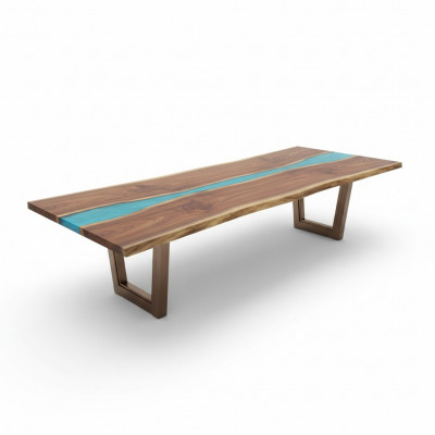 Iessdësch River Table Eechte Holz Flosstësch 260x100 Massiv Dëscher