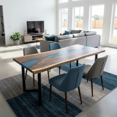 Epoxyharz Couchtisch River Table Echt Holz Massiv Dëscher 120x60