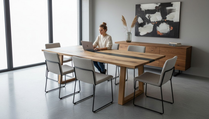 Versammlungstafel Iessdësch Handgemaachte Designer-Dësch Zäiteméissegen