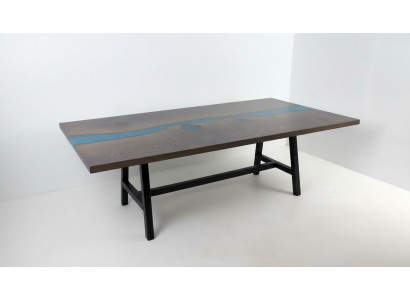 Epoxidharz Iessdësch River Table Eechte Holz Massiv Dëscher 220x100