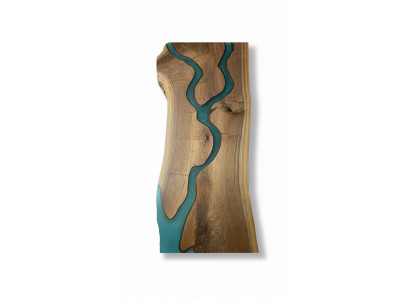 Iessdësch River Table Eechte Holz Deko Flossdësch Massiv Epoxidharz Dëscher