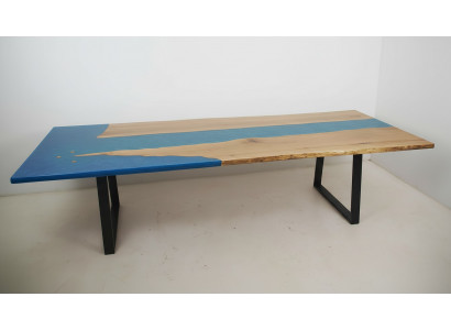 Iessdësch River Table Echta Holz Flossendësch Epoxyharz 260x100 Massiv