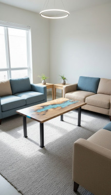 Couchtisch River Table Echt Holz Flossdësch Dekorativ Massiv Epoxidharz