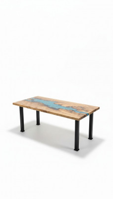 Couchtisch River Table Echt Holz Flossdësch Dekorativ Massiv Epoxidharz