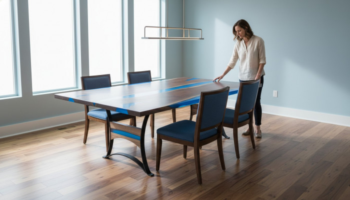 Iessdësch River Table Echt Holz Flosstësch 260x110 Massiv Dëscher