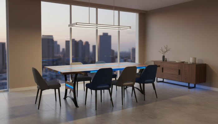 Iessdësch River Table Echt Holz Flosstësch 260x110 Massiv Dëscher