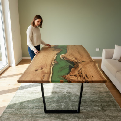 Iessdësch Mier Waasser Floss Echt Holz Flosssdësch 200x90 Dëscher