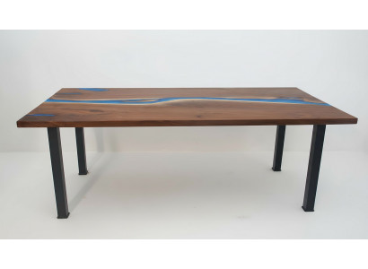 Floss Dëscher Iessdësch Design Dësch Modern Miwwelen 220x90 Epoxy Harz Ozean Mier