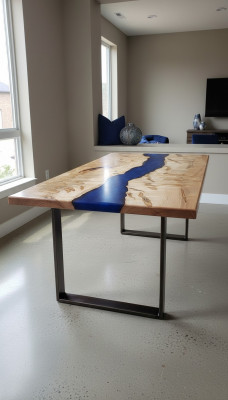Iessdësch River Table Massiv Dëscher 220x100 Flossdësch Epoxyharz Mier