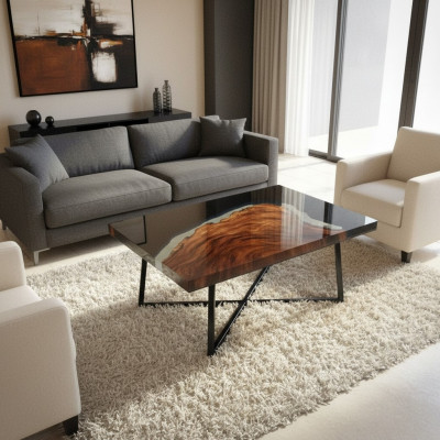 Couchtisch River Table Epoxidharz Massiv Dëscher 70x40 Flossdësch