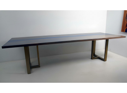 Epoxyharz-Iessdësch Rivertabell Eechte Massivholzdësch Dekoration Dëscher 220x100