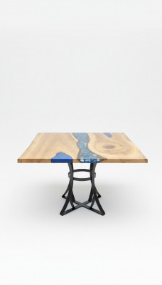 Iessdësch River Table Echt Holz Flosstisch 110x110 Massiv Dëscher