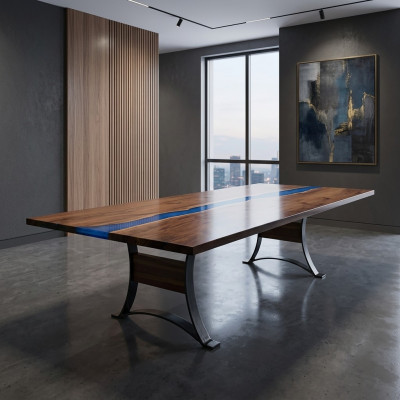 Epoxidharz Iessdësch River Table 240x100 Flosssdësch Nei Echt Holz Dëscher