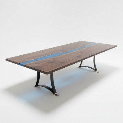 Epoxidharz Iessdësch River Table 240x100 Flosssdësch Nei Echt Holz Dëscher