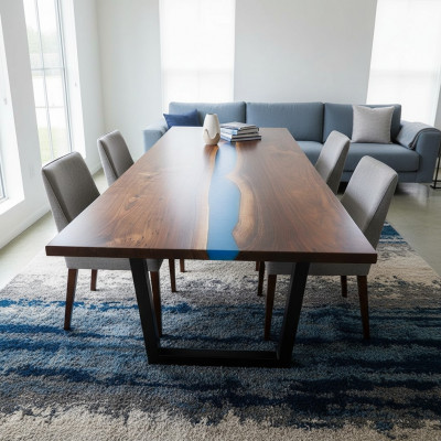 Epoxidharz Iessdësch River Table Massiv 240x100 Flëssdësch Nei Echt