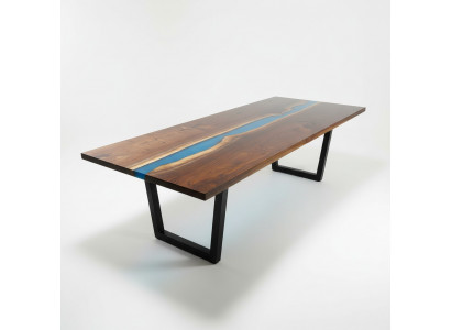 Epoxidharz Iessdësch River Table Massiv 240x100 Flëssdësch Nei Echt