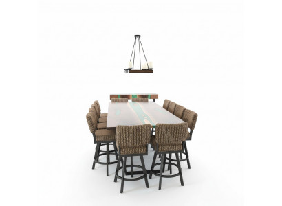 Iessdësch River Table Massiv Dëscher 240x100 Flossdësch Epoxidharz Mier Waasserfall