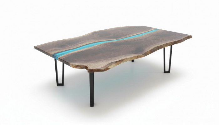 Dësch Iessdësch Dëscher Epoxidharz Epoxy massivt Design Miwwel 240x100 echt Holz
