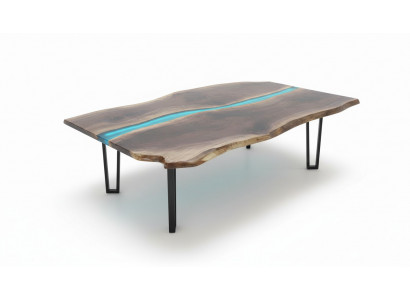 Dësch Iessdësch Dëscher Epoxidharz Epoxy massivt Design Miwwel 240x100 echt Holz