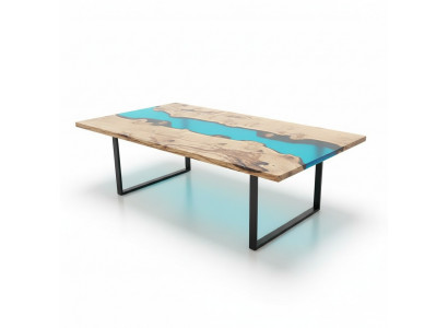 Floss Dëscher Iessdësch Design Dësch Modern Miwwele 220x100 Epoxid Harz Ozean Mier