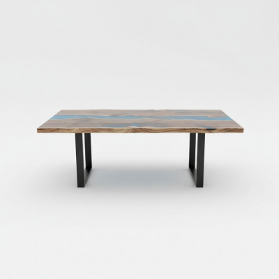 Floss Dëscher Iessdësch Design Dësch Modern Mier Miwwelen 220x90 Epoxy Harz Ozean