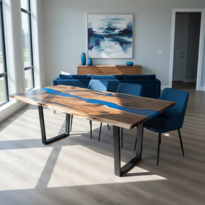 Dësch, Iessdësch, Dëscher, Epoxidharz, Epoxy, Echtholz, Massivt Design Miwwel 240x100.