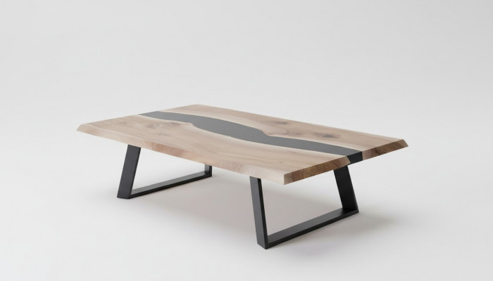 Epoxy-Harz Dësch Holz Couchtisch Handaarbecht Massive Wunnzëmmer Miwwelen