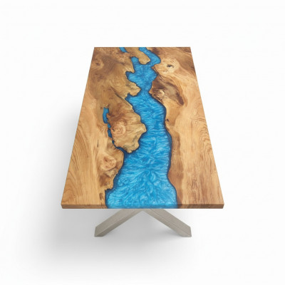 Couchtisch River Table Echt Holz Flësstësch 120x90 Massiv Dëscher