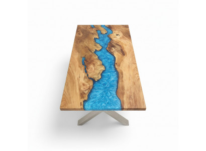 Couchtisch River Table Echt Holz Flësstësch 120x90 Massiv Dëscher