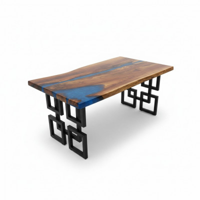 Couchtisch Blue River Table Eechte Holz Flossdësch 140x80 Dëscher