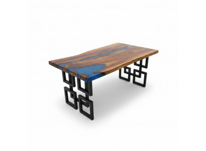 Couchtisch Blue River Table Eechte Holz Flossdësch 140x80 Dëscher
