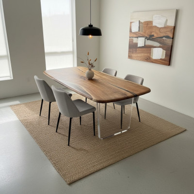 Couchtisch River Table Echt Holz Epoxyharz Flossdësch Dëscher Massiv