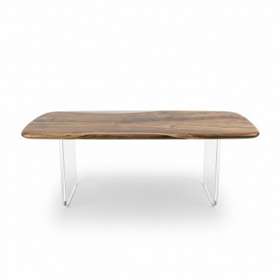 Couchtisch River Table Echt Holz Epoxyharz Flossdësch Dëscher Massiv