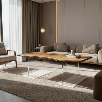 River Table Epoxidharz Couchtisch Massiv Dëscher 120x60 Flossdësch