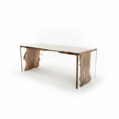 Couchtisch Eechte Holz Flossdësch Massiv Epoxidharz Dëscher Couchtischen 120x60