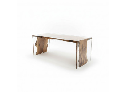 Couchtisch Eechte Holz Flossdësch Massiv Epoxidharz Dëscher Couchtischen 120x60