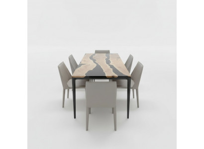 Couchtisch Black River Table Eechte Holz Flossdësch 220x90 Dëscher Epoxidharz Nei