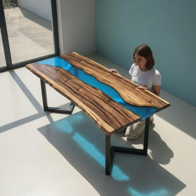 Couchtisch River Table Massiv Dëscher 100x50 Flossdësch Mier Waasserfall
