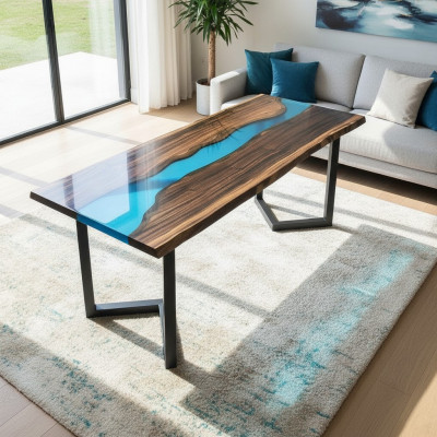 Couchtisch River Table Massiv Dëscher 100x50 Flossdësch Mier Waasserfall