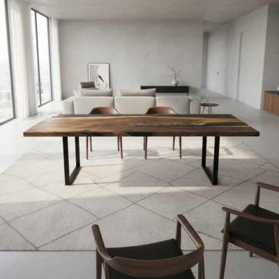 Epoxidharz Iessdësch River Table 260x90 Nei Richtegt Holz Dëscher Massiv